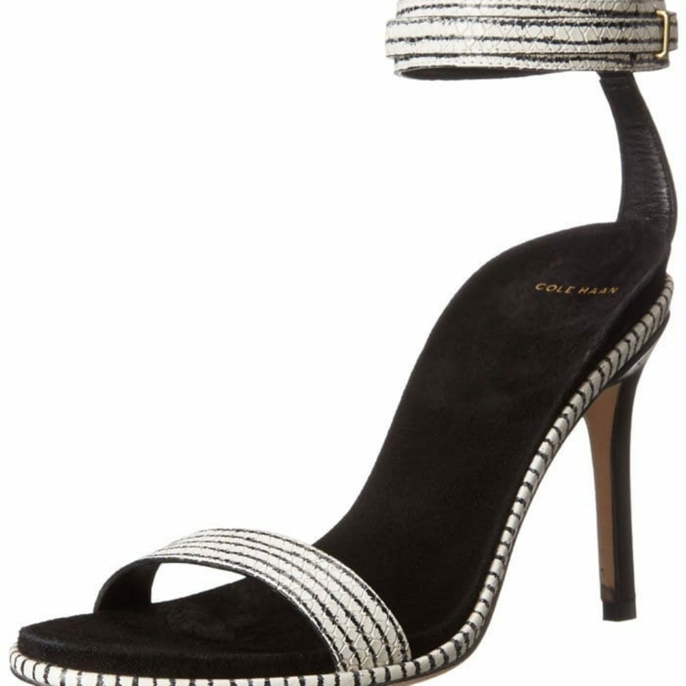 2/$15 Cole Haan cyro black white snake heels 7.5